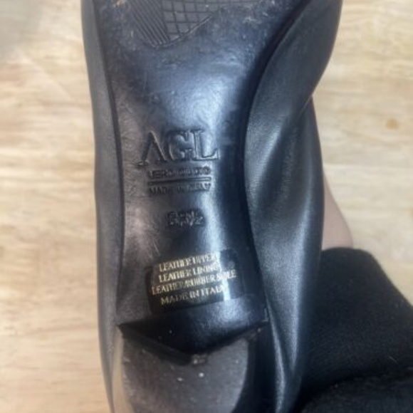Womens AGL black leather low heel shoes size 38 1/2 Attilio Giusti Leombruni - Picture 5 of 6